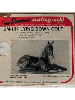Vintage 1964 Duncan Ceramic Products Ceramic Slip Casting Mold DM-137 LYING DOWN